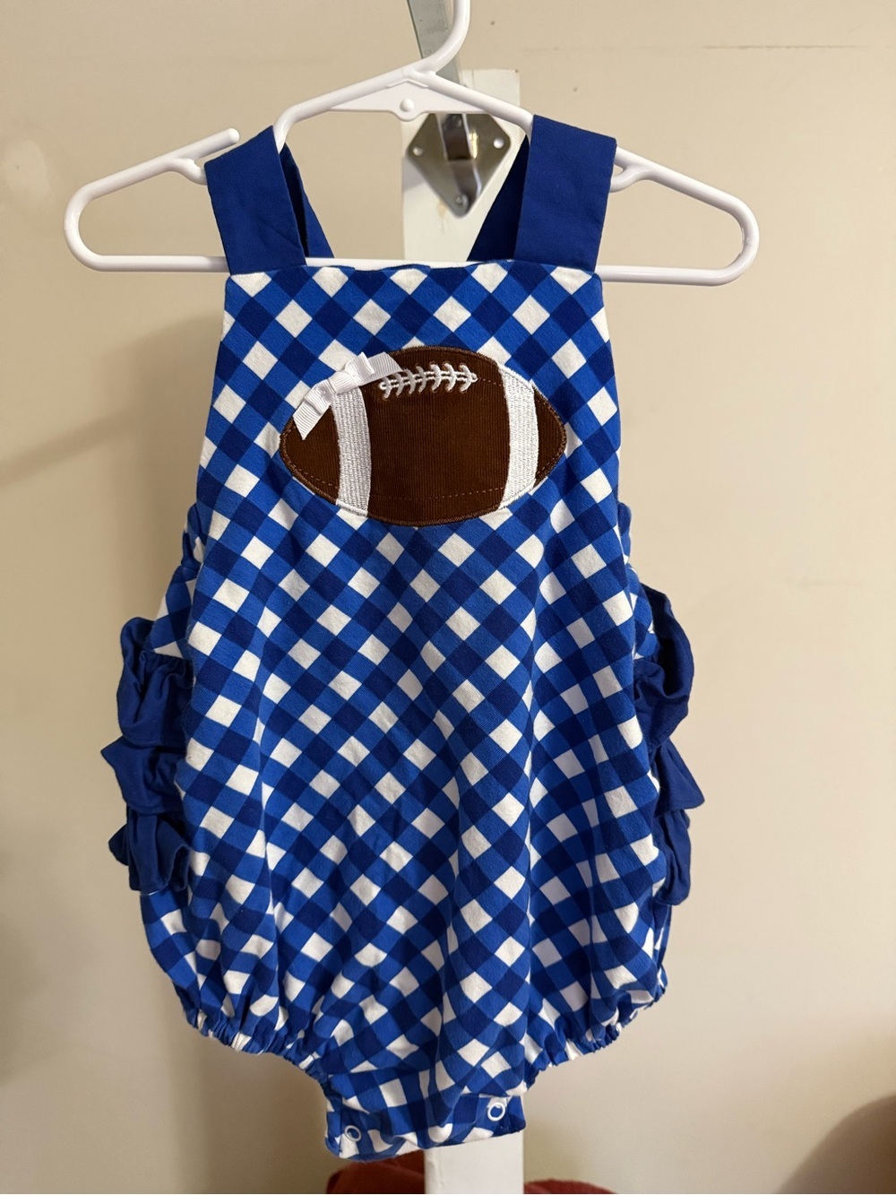 Ricrac & Ruffles Football Ruffle Butt Romper